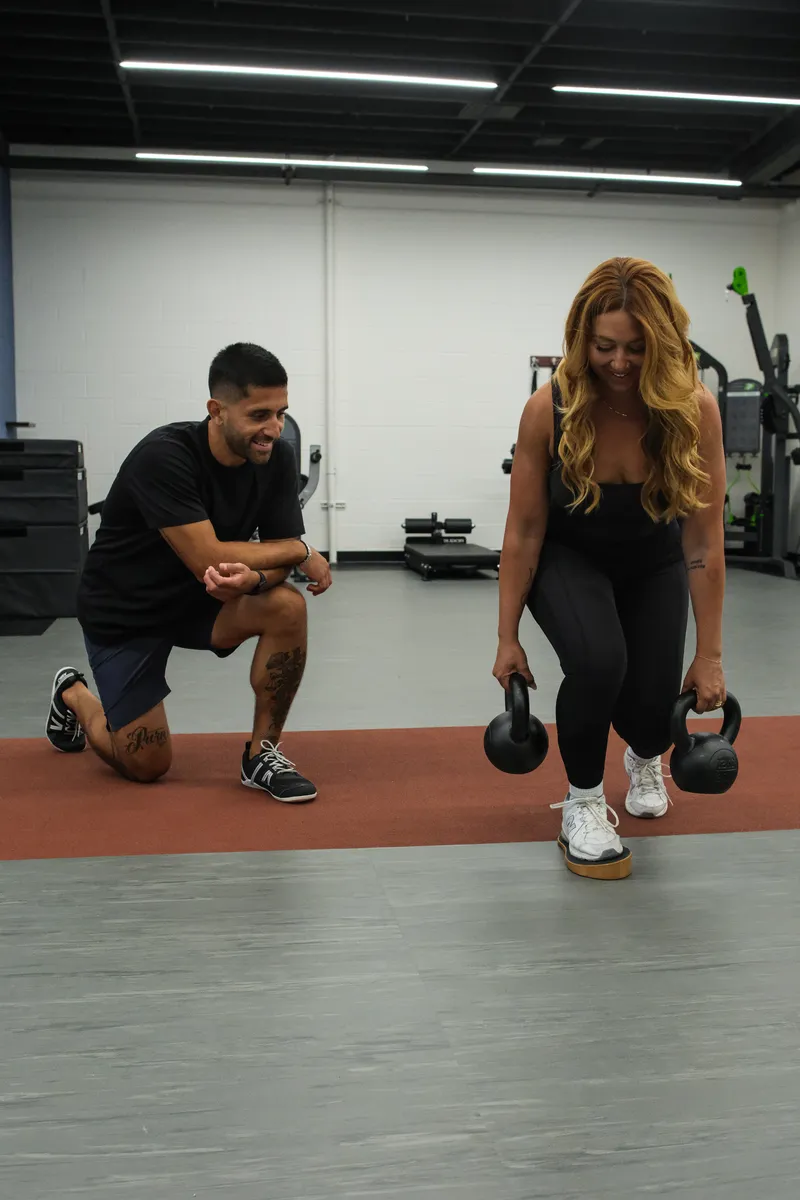 Kettlebell goblet squat during a private coaching session